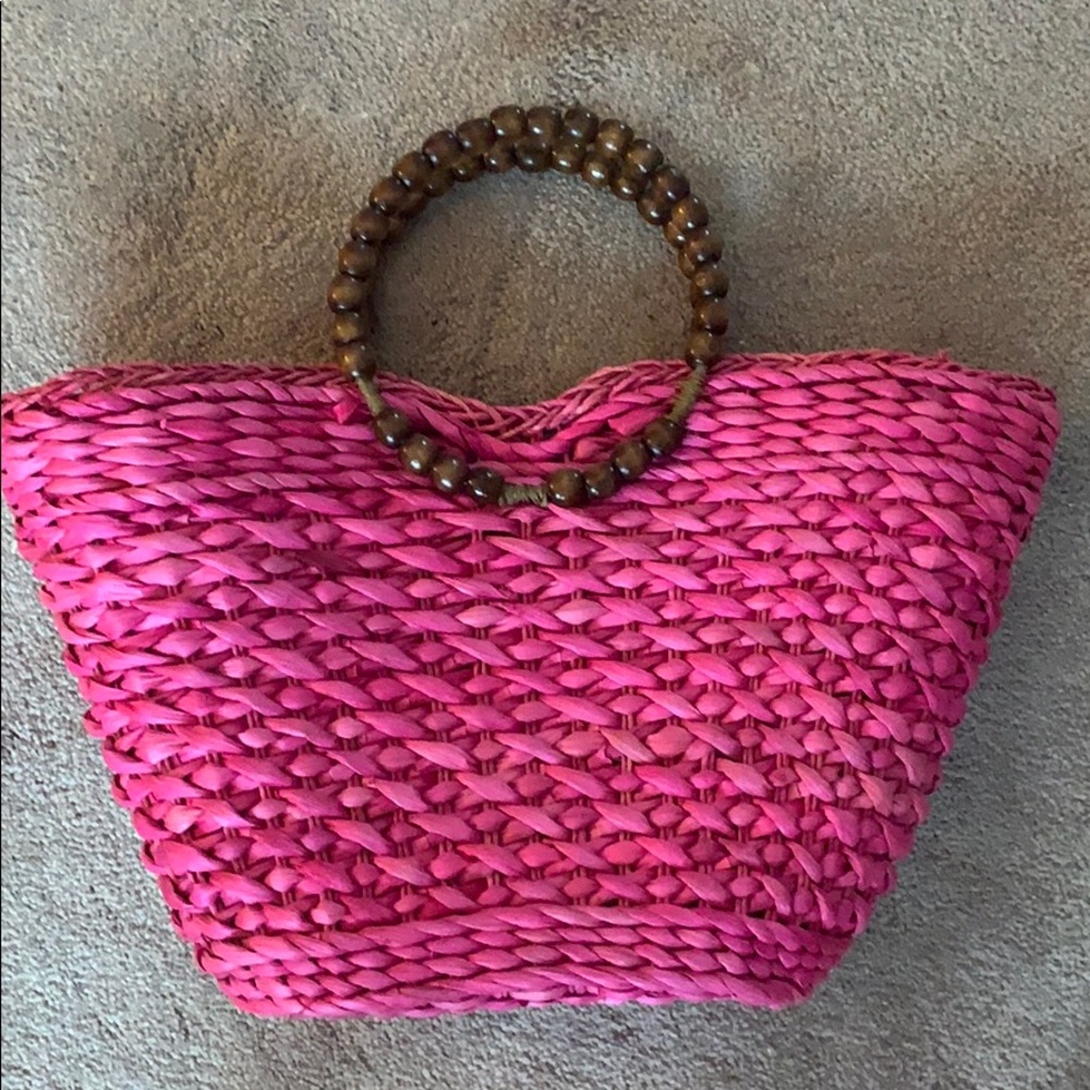 Pink straw bag